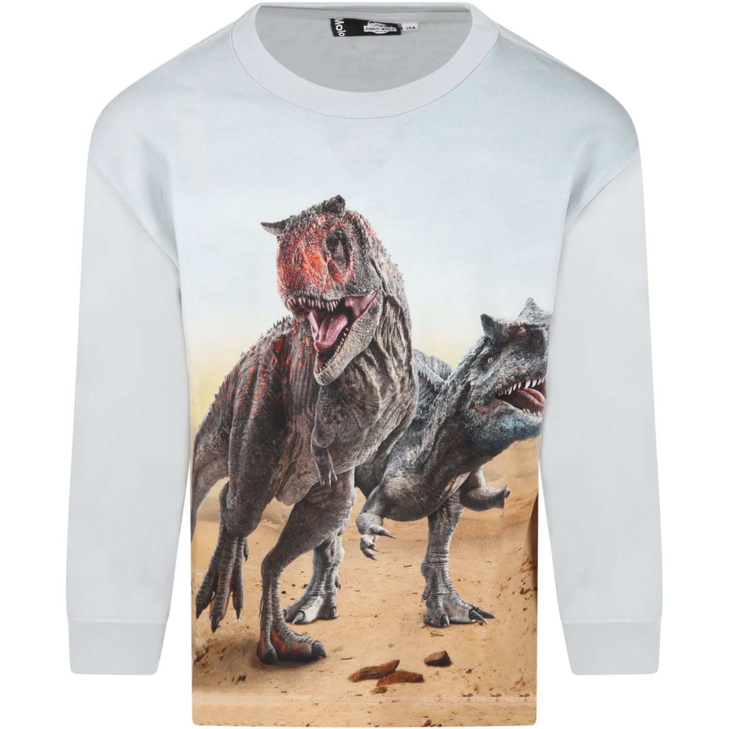 Molo Gray T-shirt For Kids With Dinosaurs
