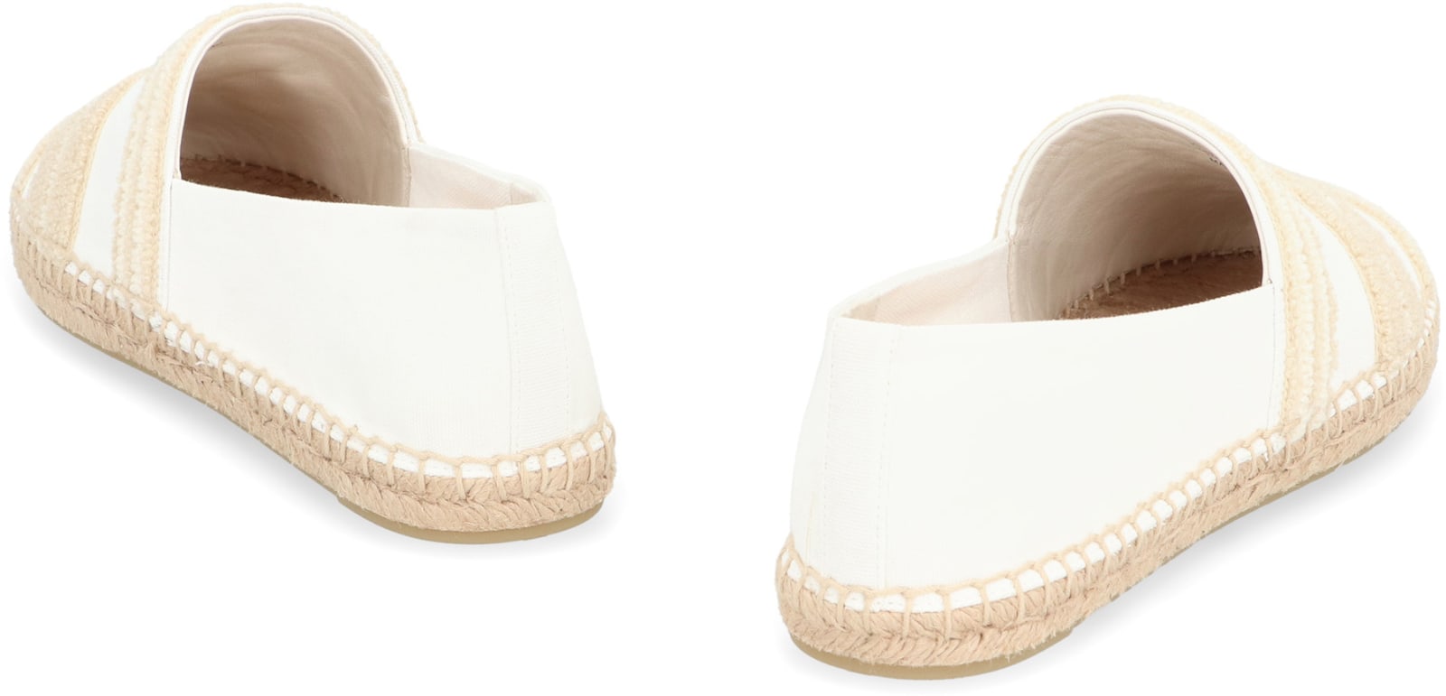 Shop Tory Burch Canvas Espadrilles With Logo In White
