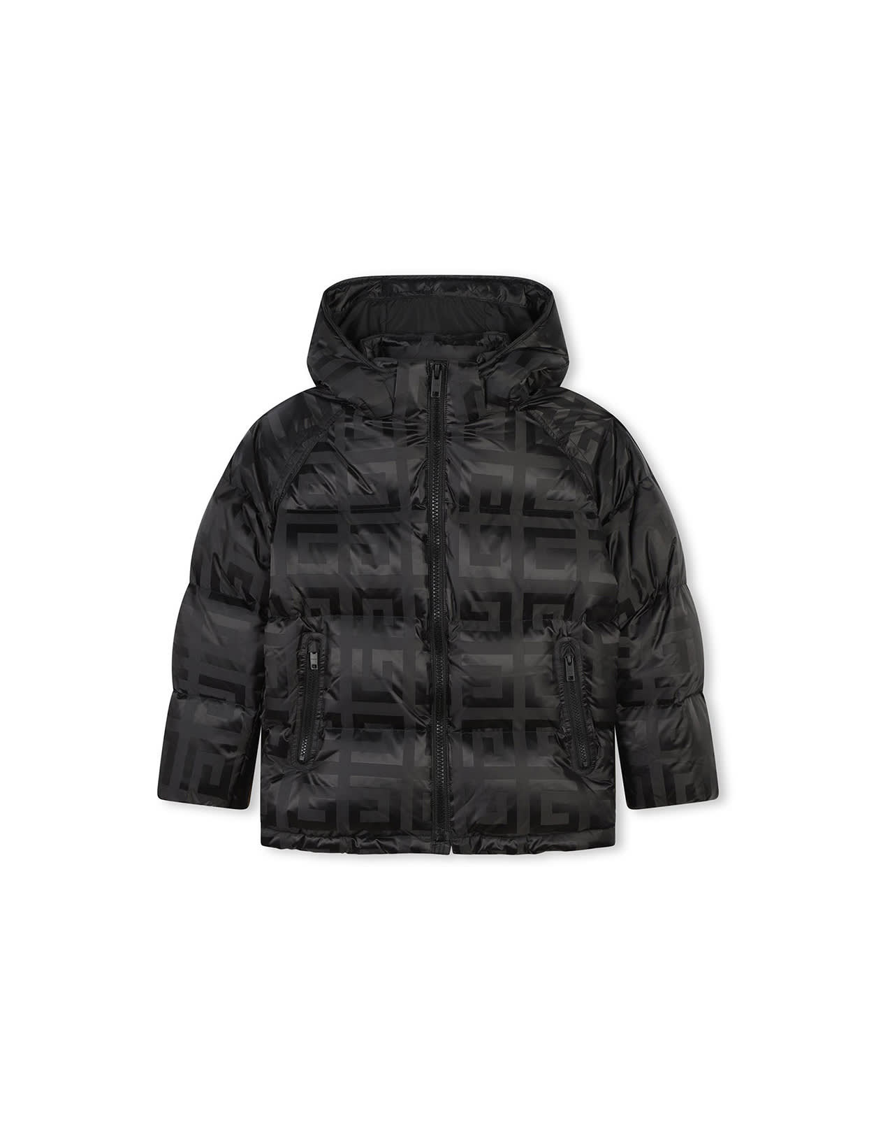 Shop Givenchy Black Down Jacket With 4g Pattern In Nero