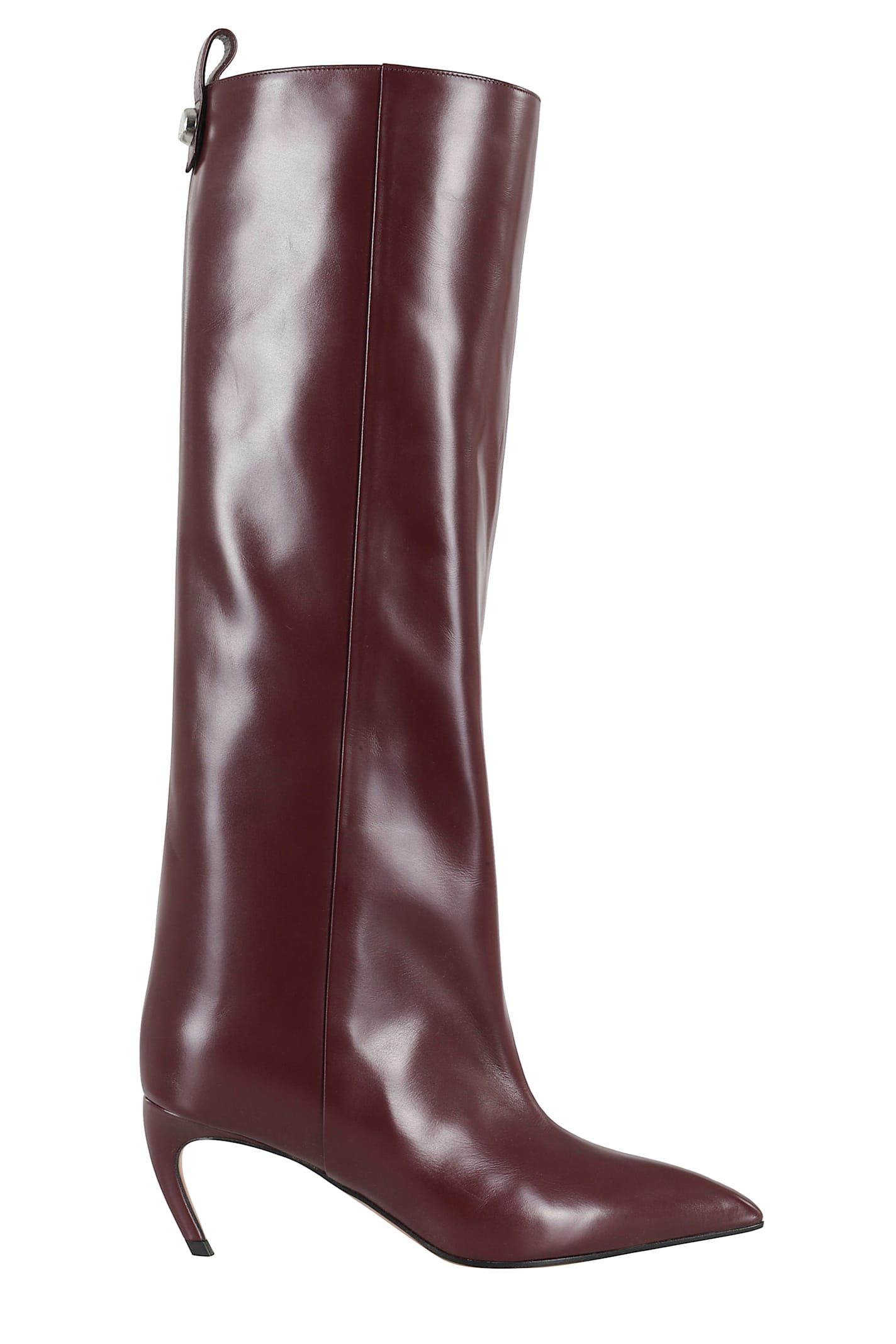 Attico Lea Knee-high Leather Boot In Brown