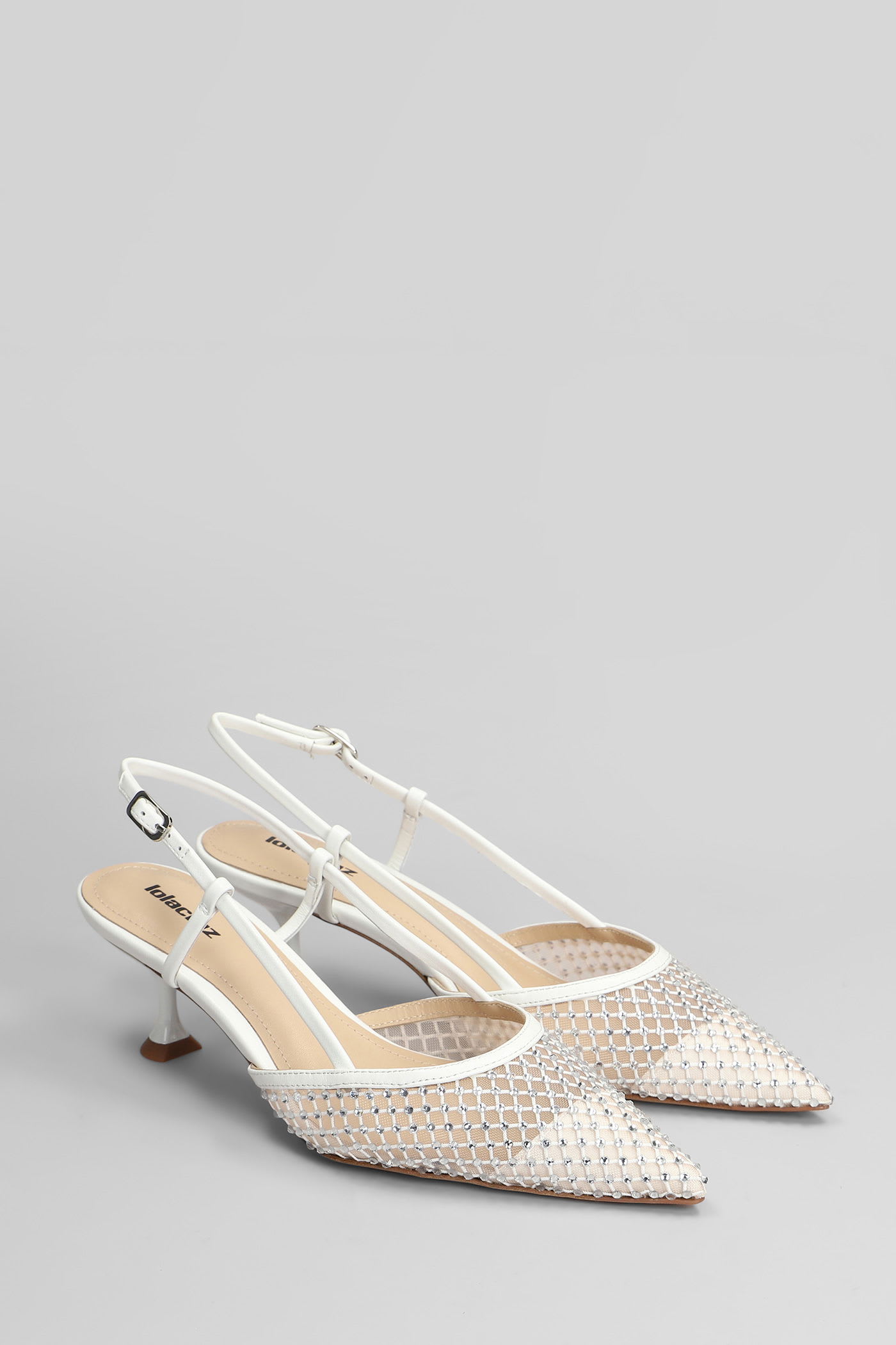 Lola Cruz 90mm Slingback Crystal-embellished Pumps In Silver