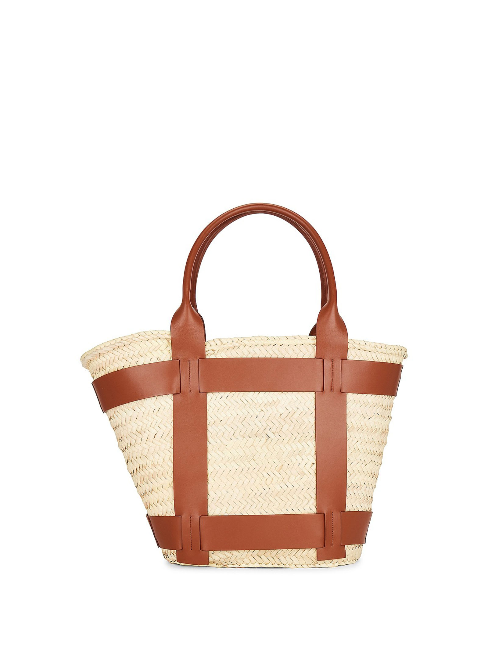 Shop Demellier Maxi Santorini Bag In Raffia And Leather In Natural Tan