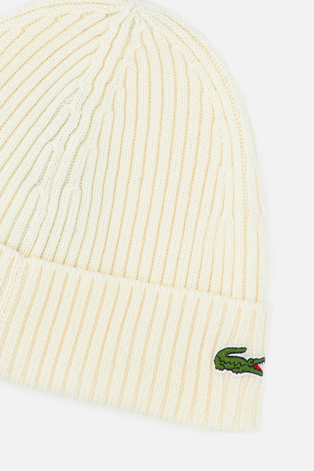 Lacoste Knitted Beanie Cream In White
