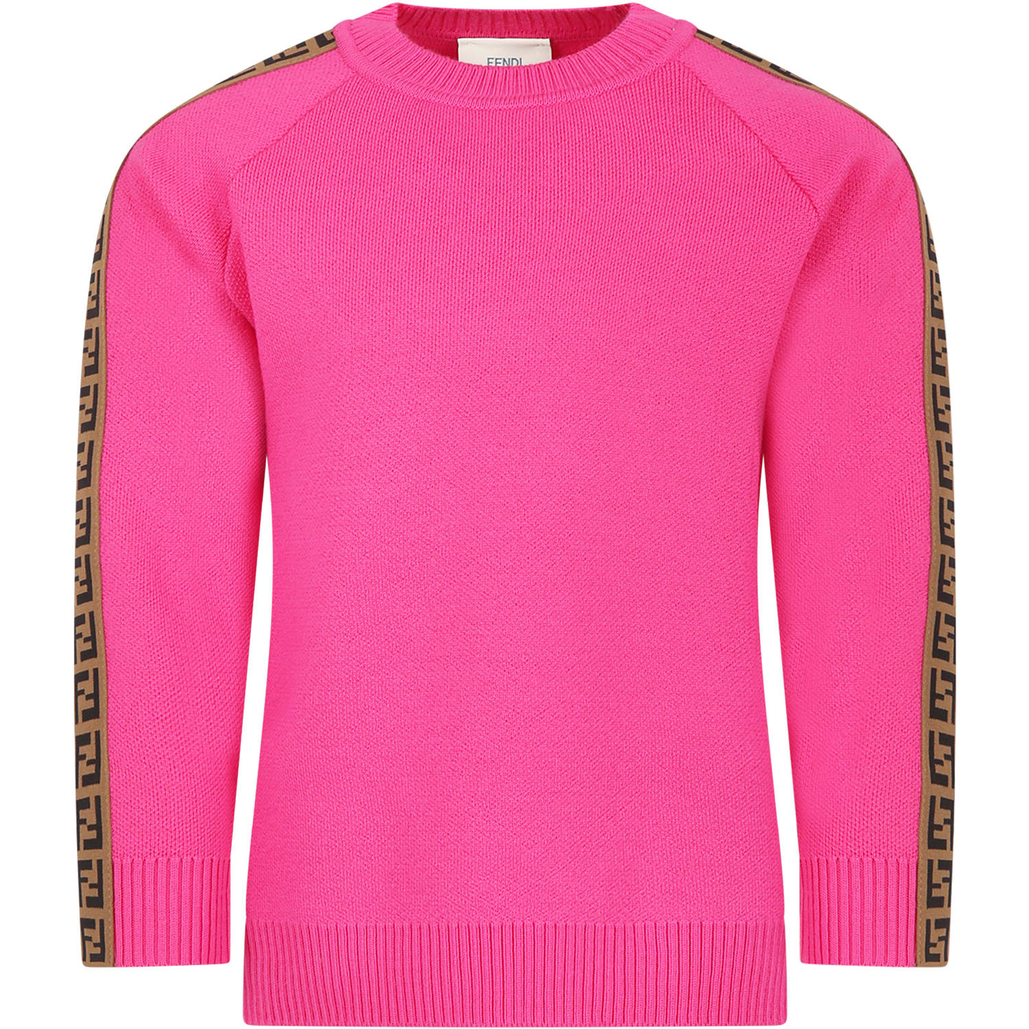 Shop Fendi Fuchsia Sweater For Girl With Double Ff In Fucsia