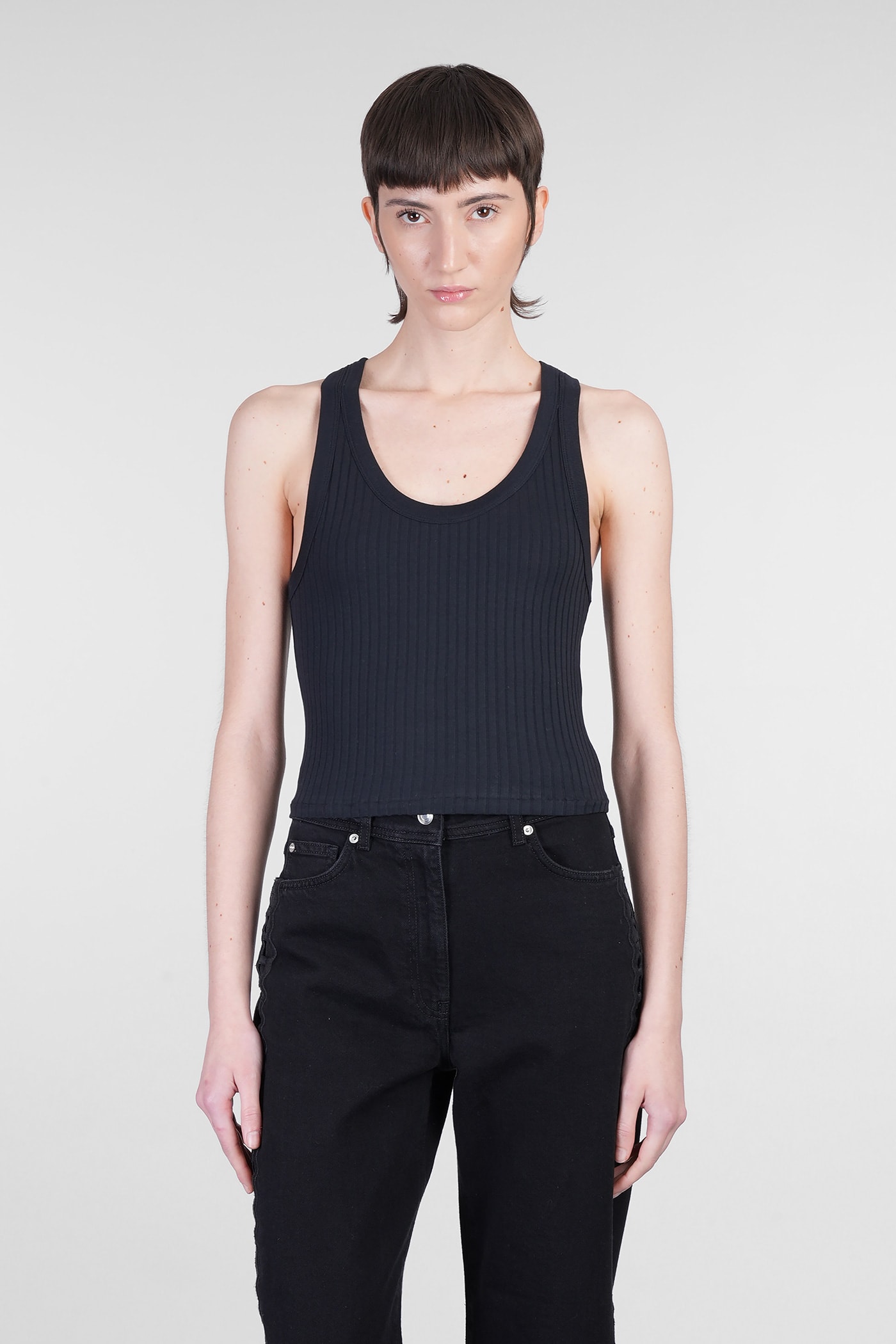 Emma Tank Top In Black Cotton