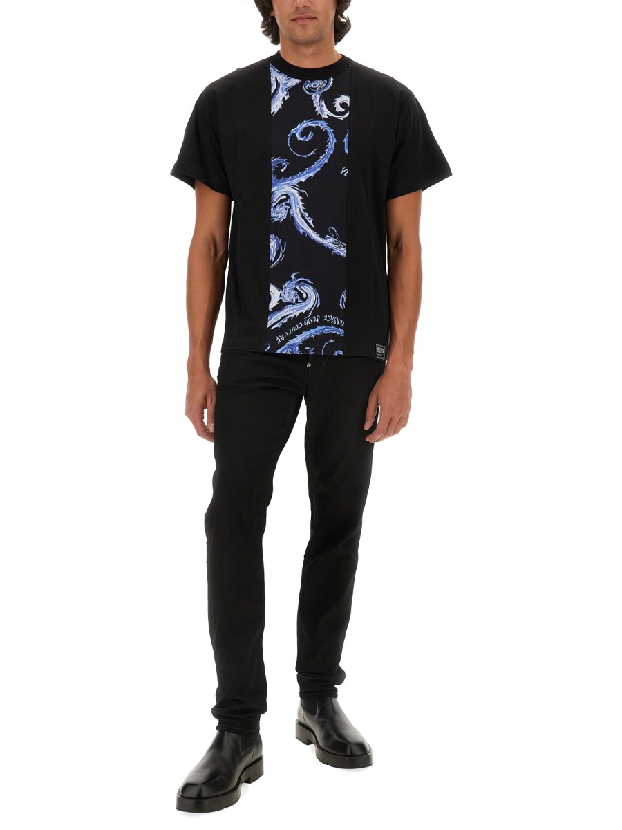 Shop Versace Jeans Couture T-shirt With Logo In Black