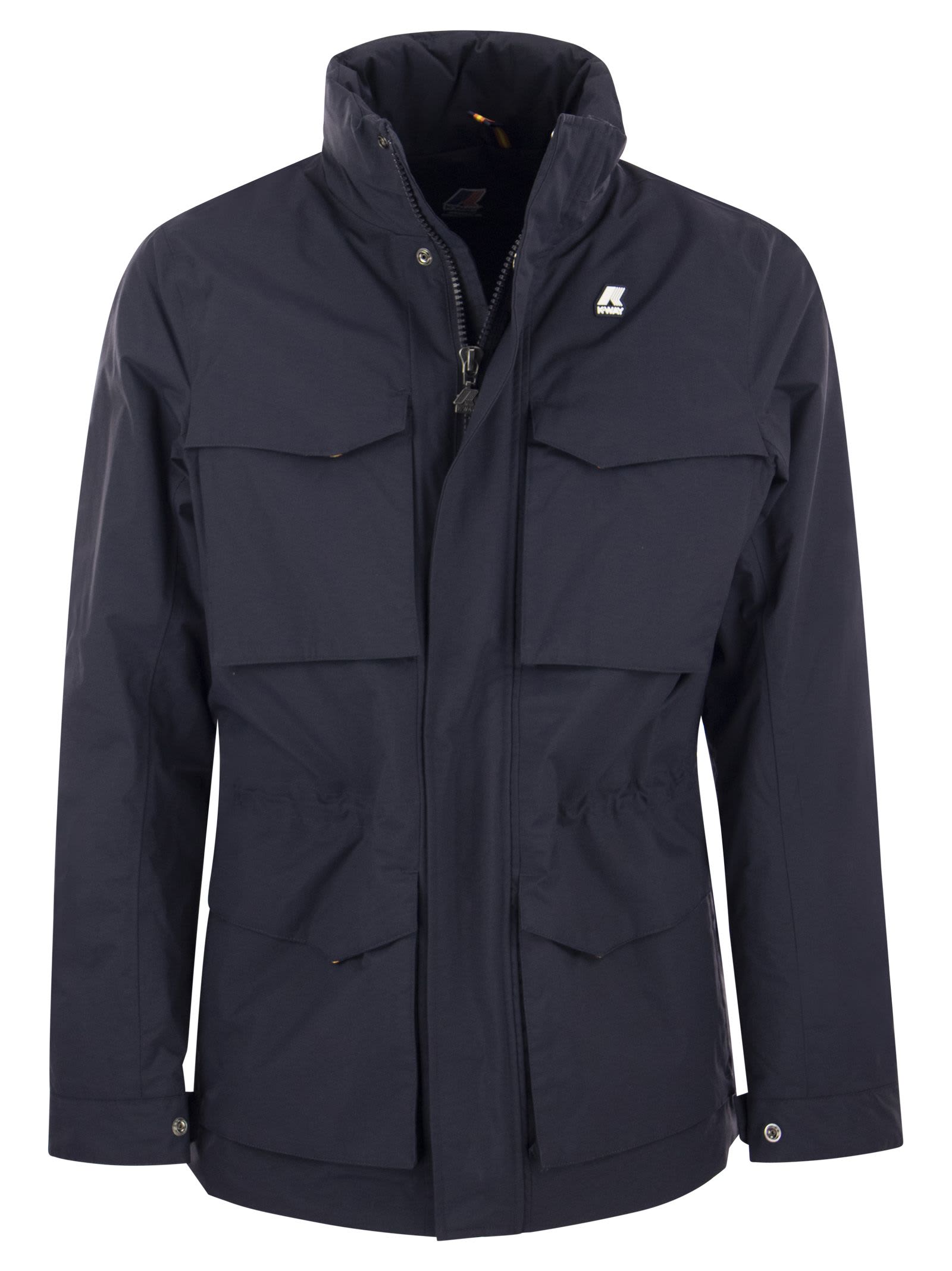 Shop K-way Manphy - Sahariana In Technical Fabric Jacket In Blue Depht