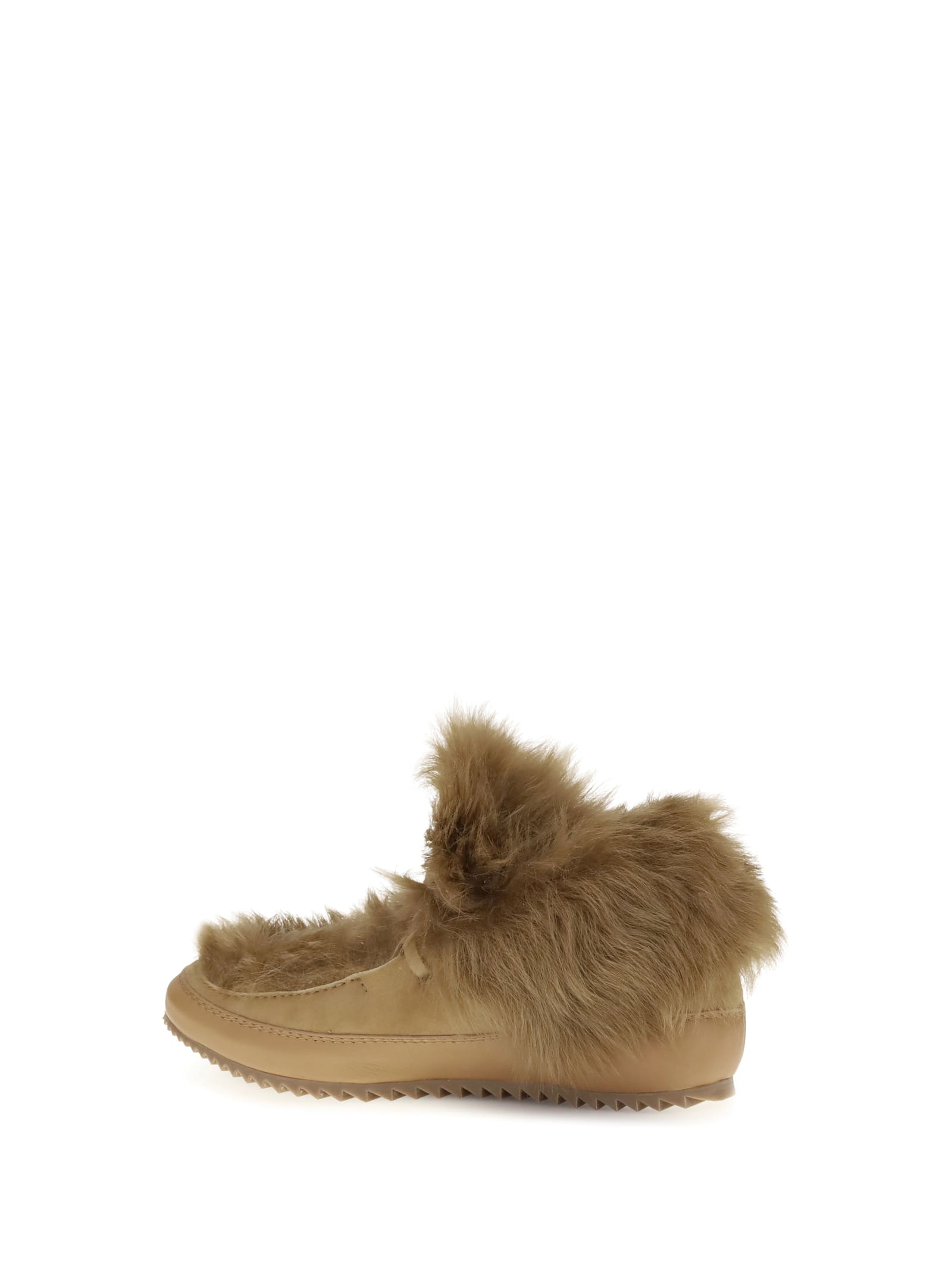 Pedro Garcia Jadine Fur-lined Mixed Leather Moccasins In Brown