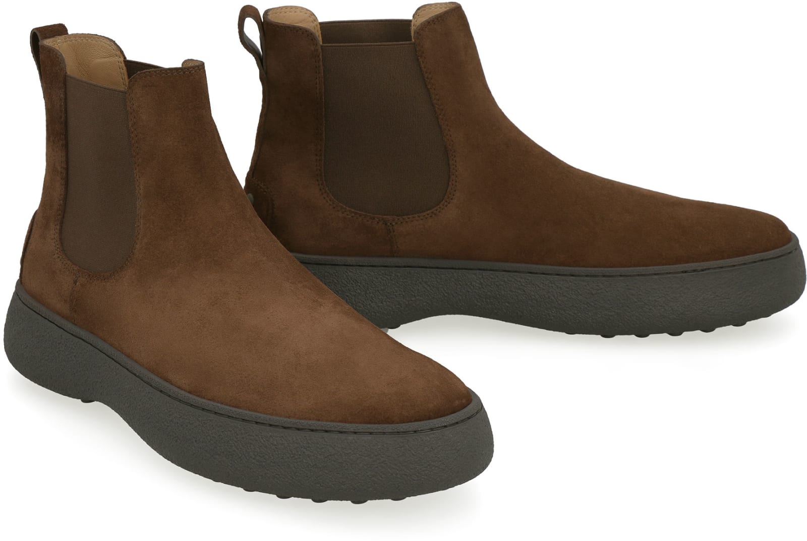 Shop Tod's Suede Chelsea Boots In Brown