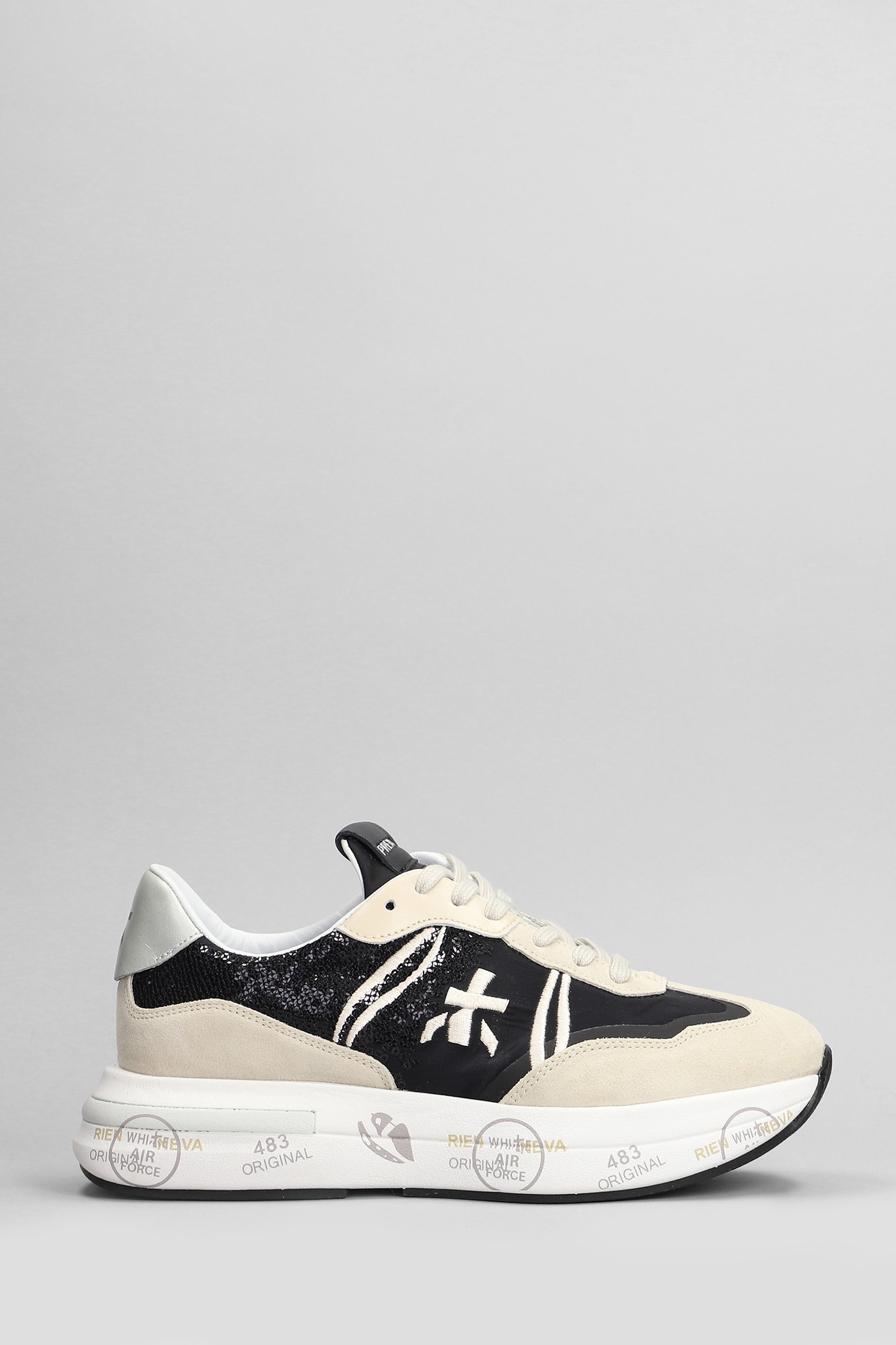 Shop Premiata Cassie Sneakers In Beige Suede And Fabric