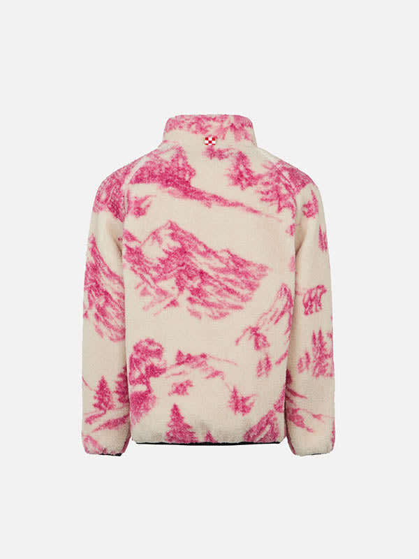 MC2 SAINT BARTH GIRL SHERPA JACKET WITH TOILE DE JOUY PRINT