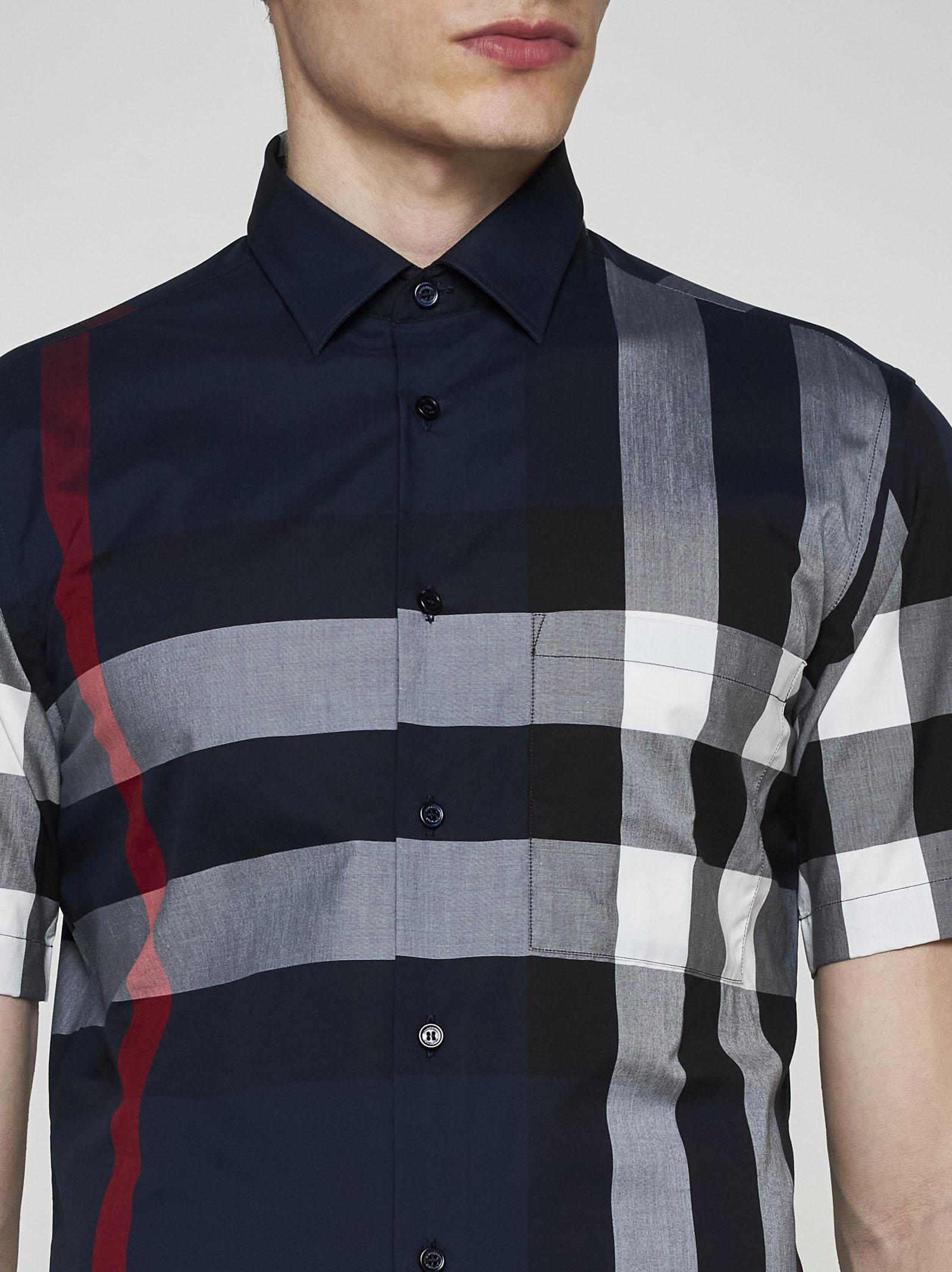 Shop Burberry Summerton Check Cotton Shirt In Blue