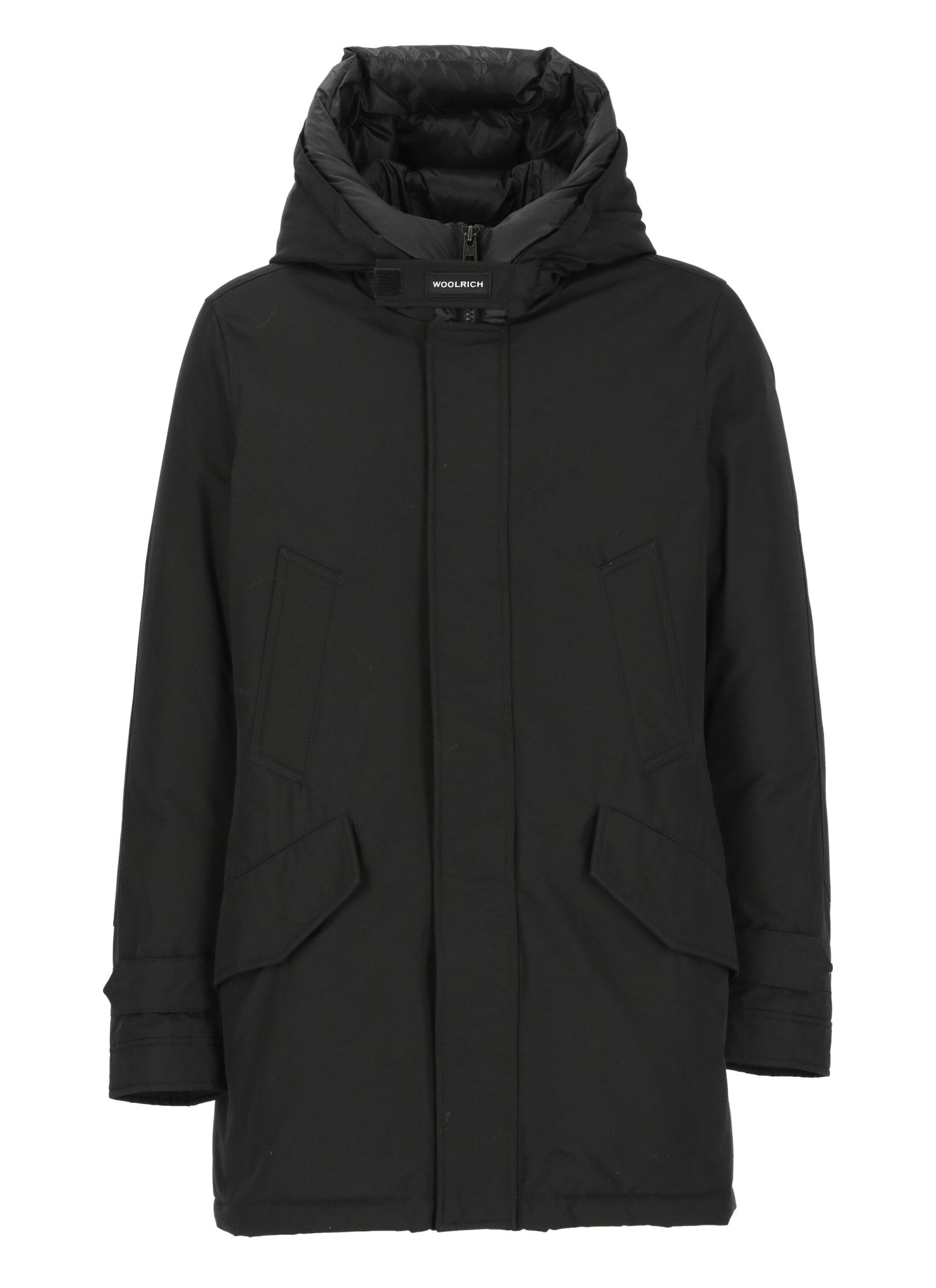 Woolrich Black Cotton Blend Polar Parka