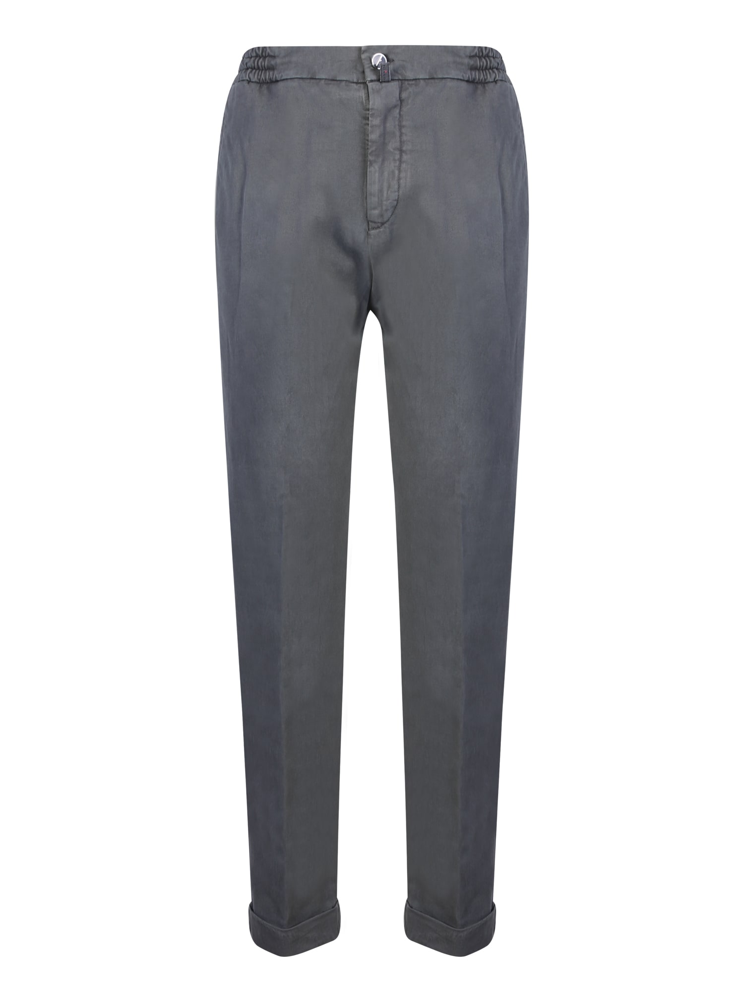 Shop Kiton Drawstring Lyocell And Cotton Pants In Grey