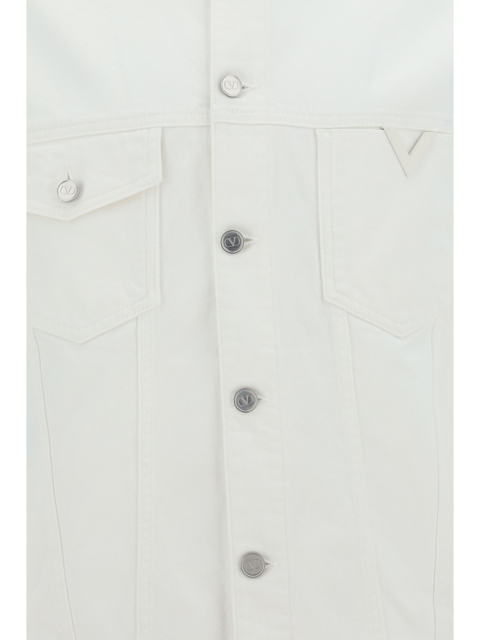 Shop Valentino Denim Jacket In White