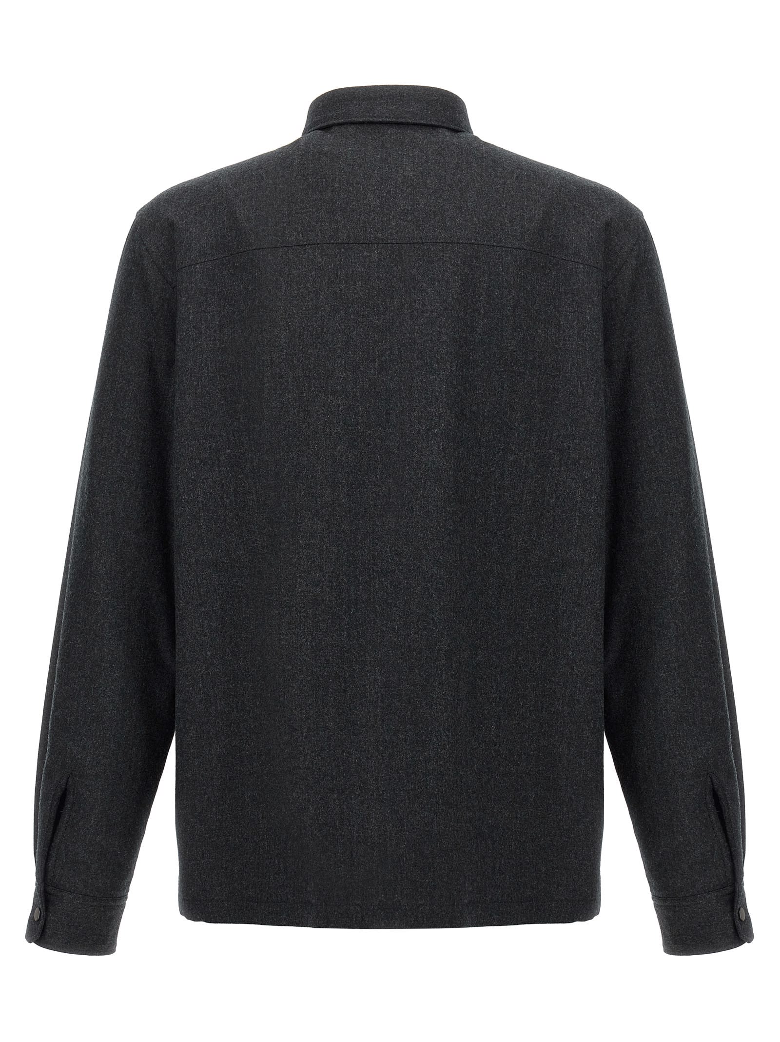 Shop Zegna Merino Tech Overshirt In Gray