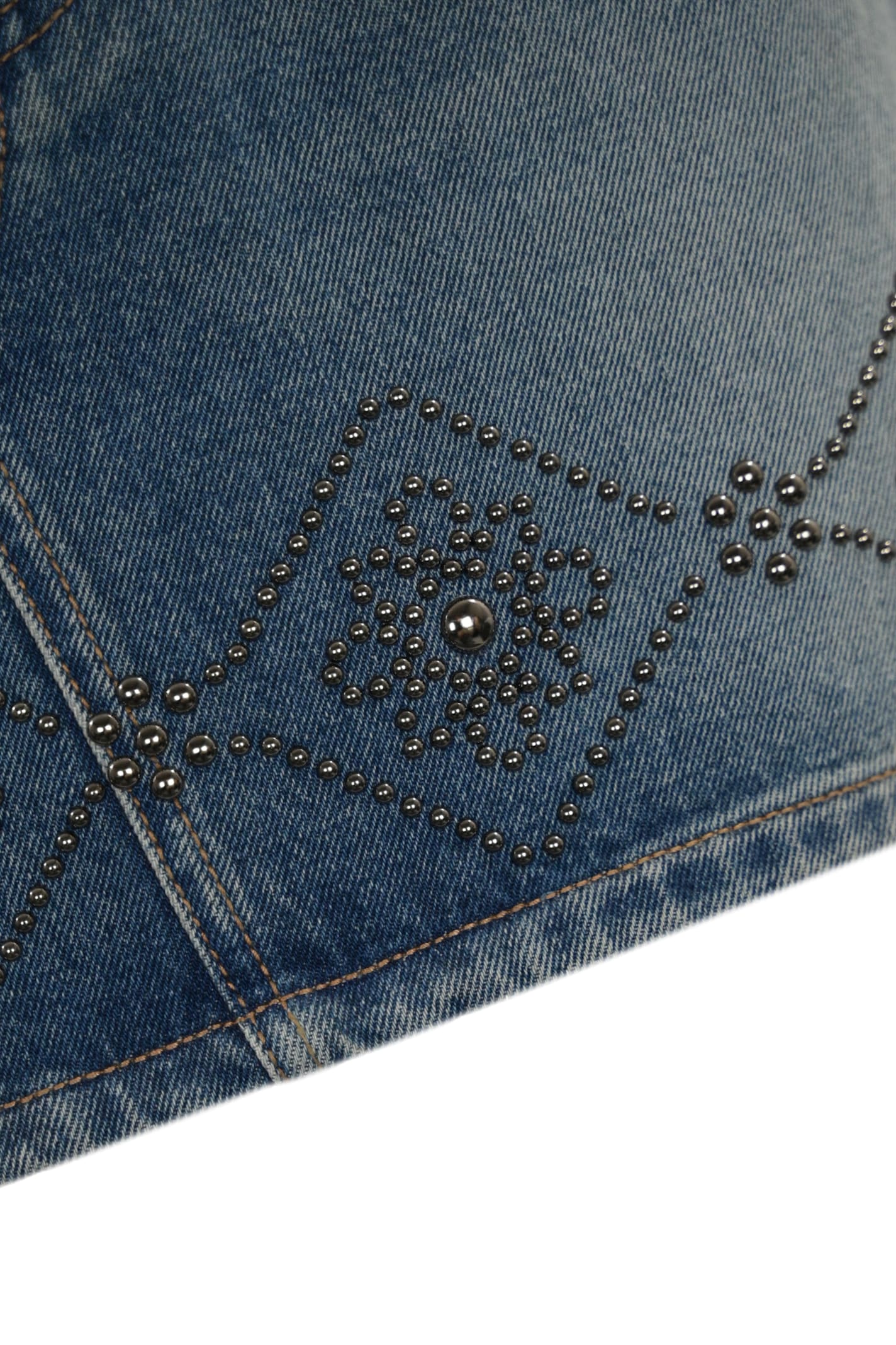 Shop Weekend Max Mara Apice Denim Skirt With Studs In Medio Vintage