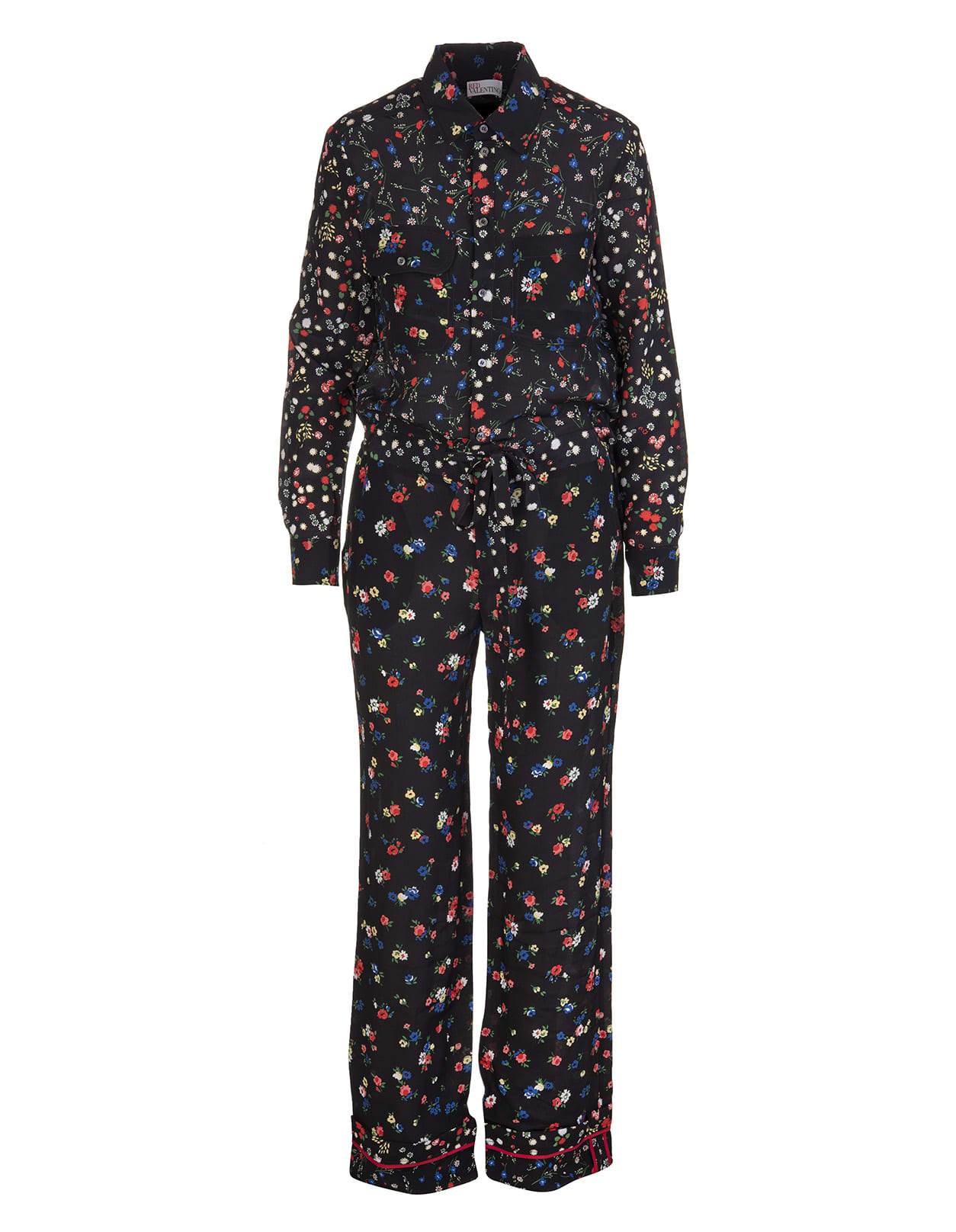 RED Valentino Black Jumpsuit With Delicate Flowers Print