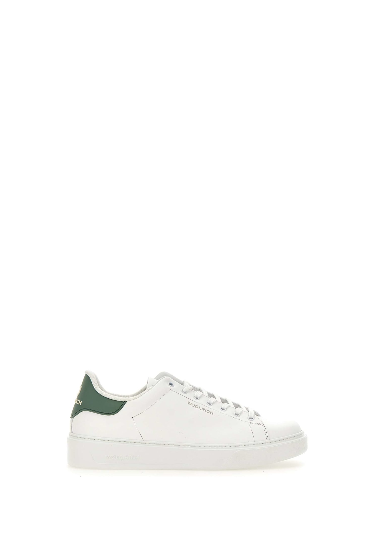 Woolrich Leather Sneakers In White-green