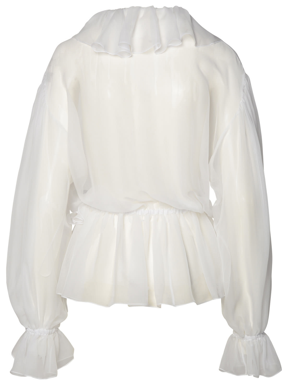 Shop Dolce & Gabbana White Silk Shirt In Bianco Ottico (white)