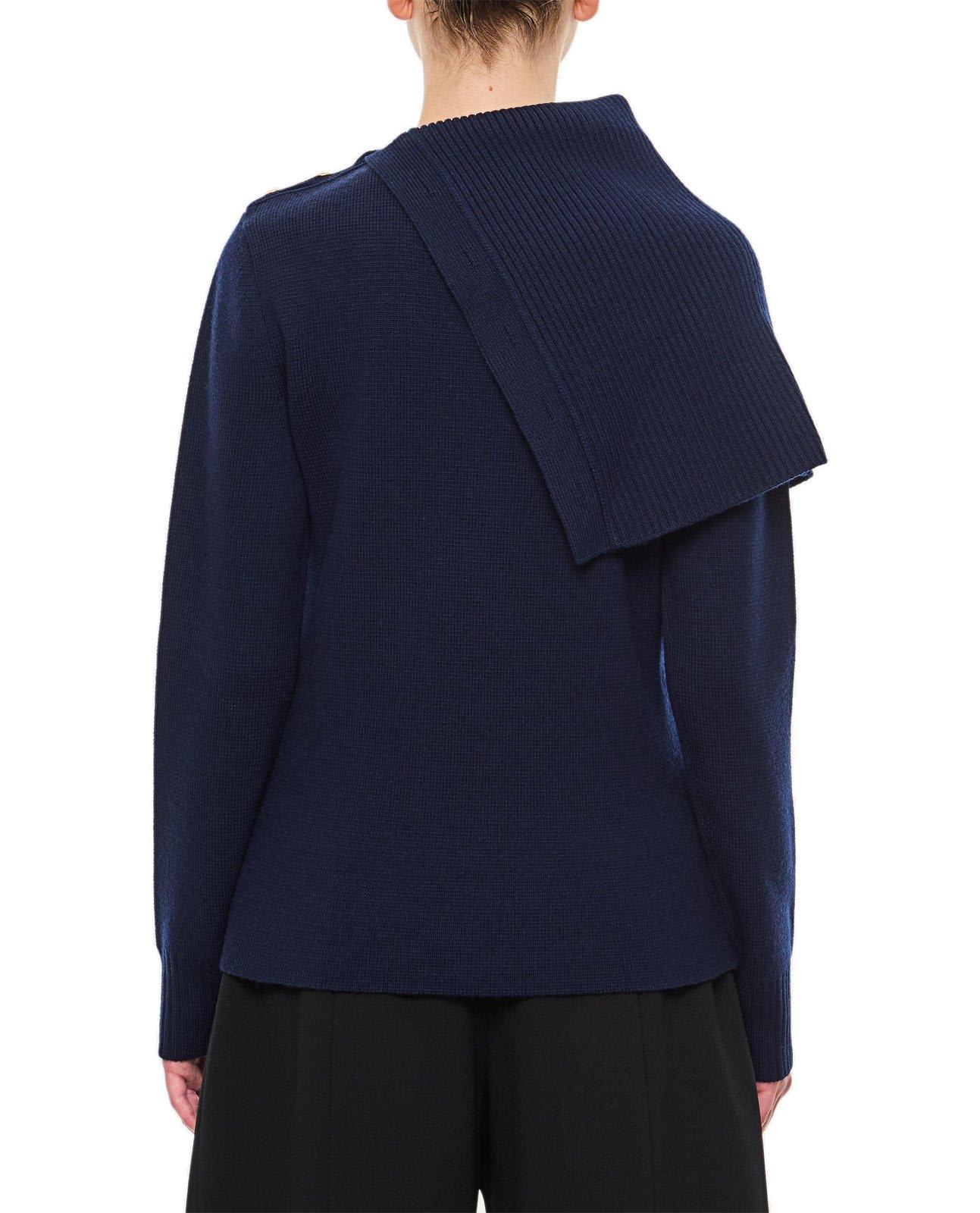 Shop Rabanne Oversize Turtleneck Jumper In Blu Navy