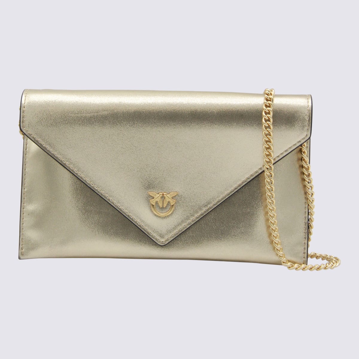 Gold Tone Leather Crossbody Bag