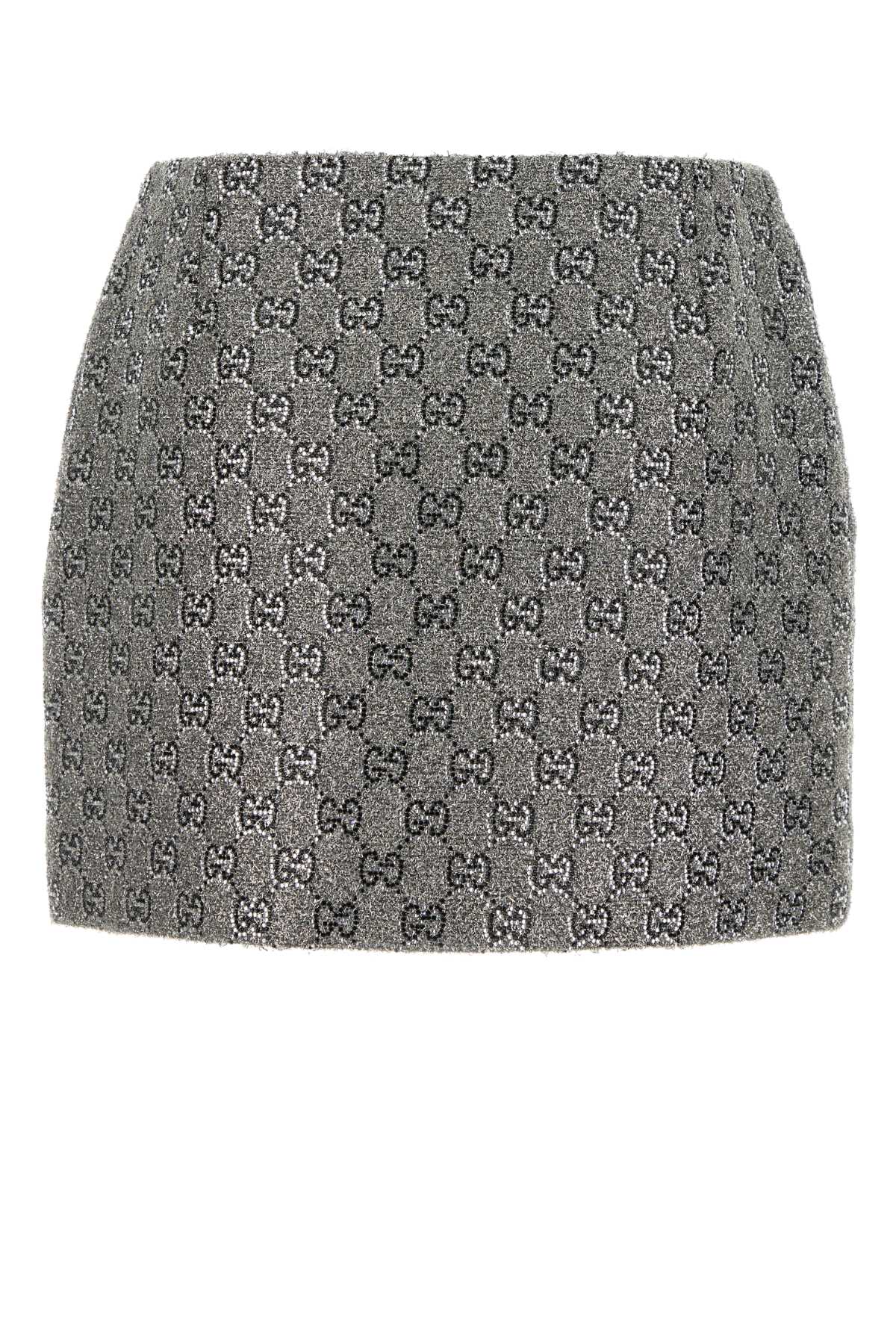 Shop Gucci Gg Logo Skirt In Antracitegreymix