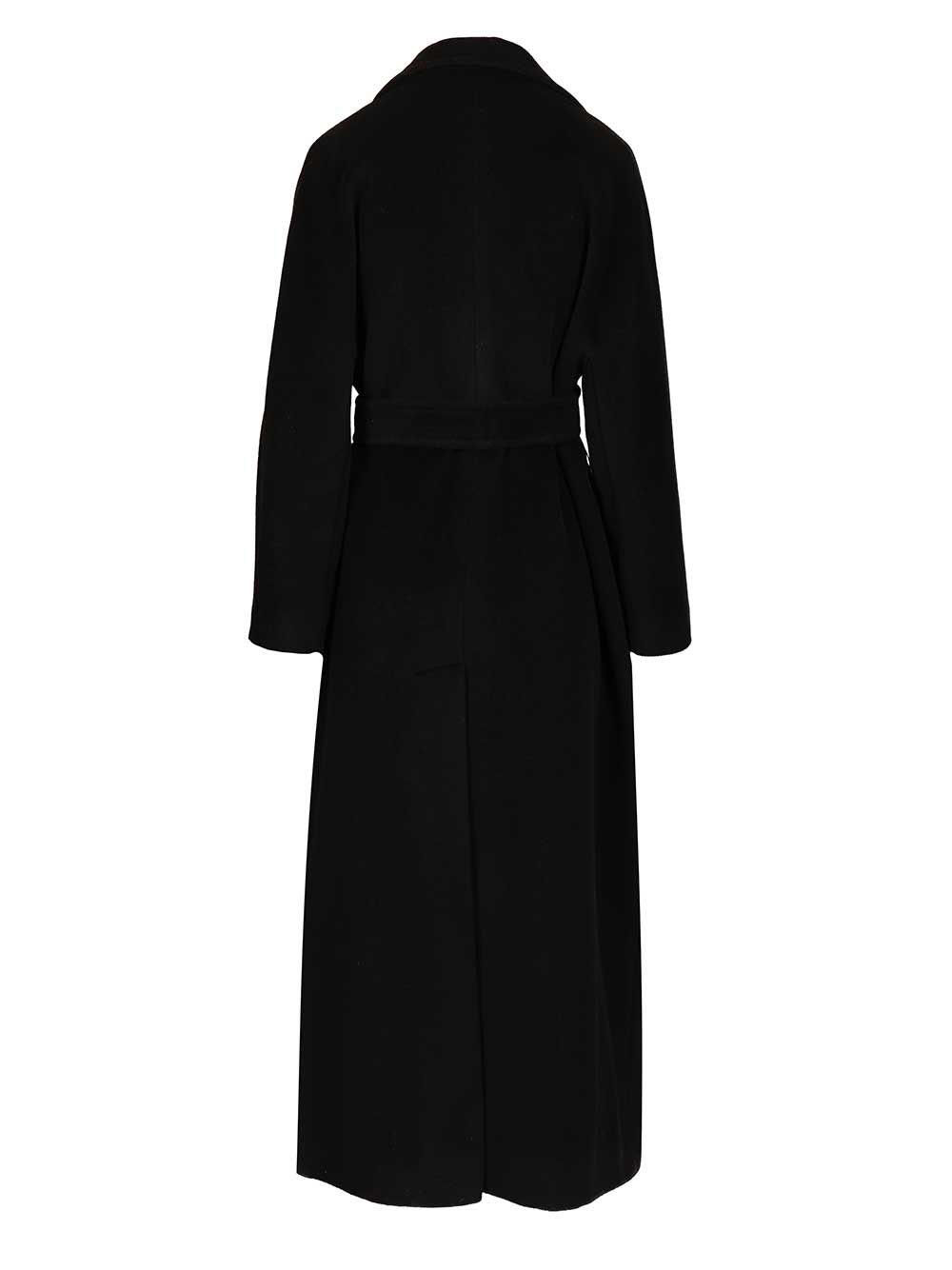 Tagliatore Long Wool Coat Belted Waist In Black