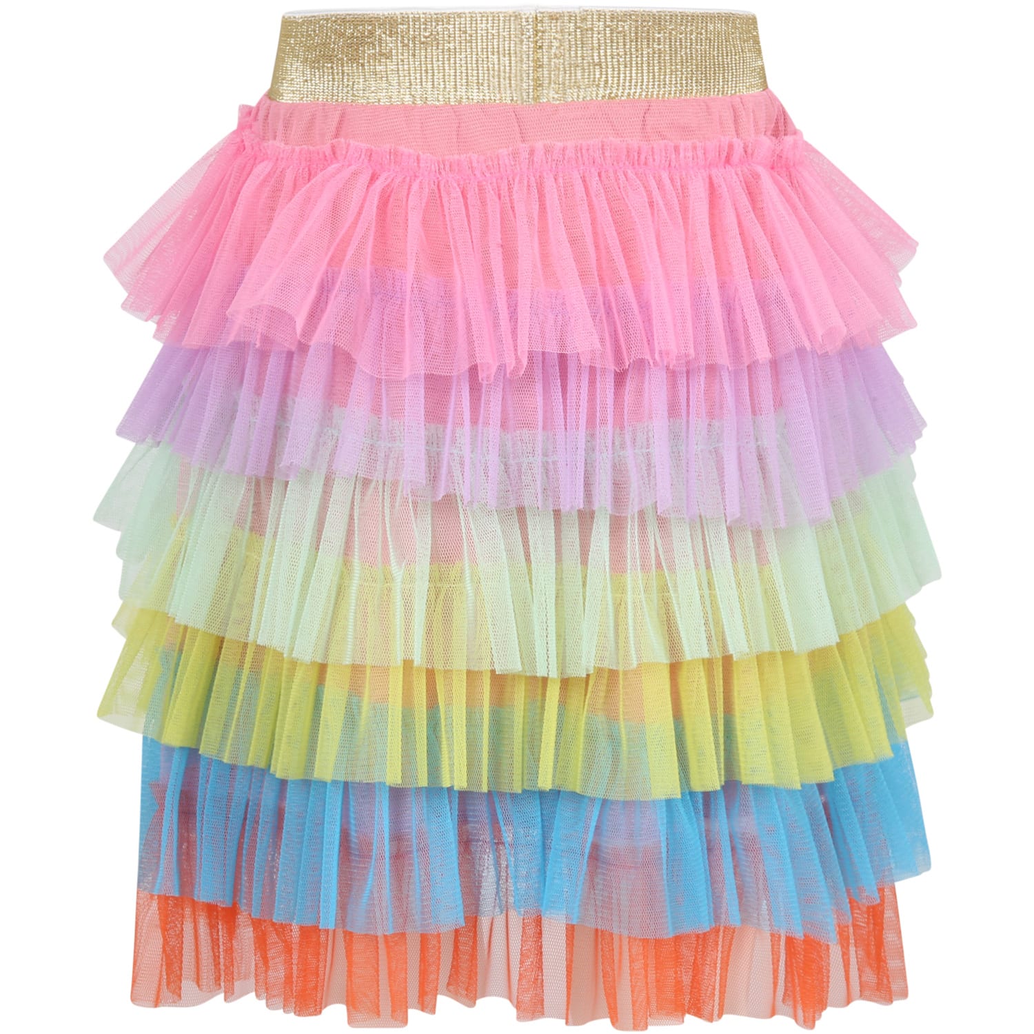 Raspberry Plum Multicolor Skirt For Girl With Tulle Ruffles