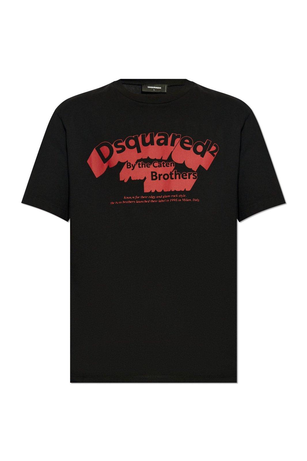 Shop Dsquared2 Logo Printed Crewneck T-shirt In Black