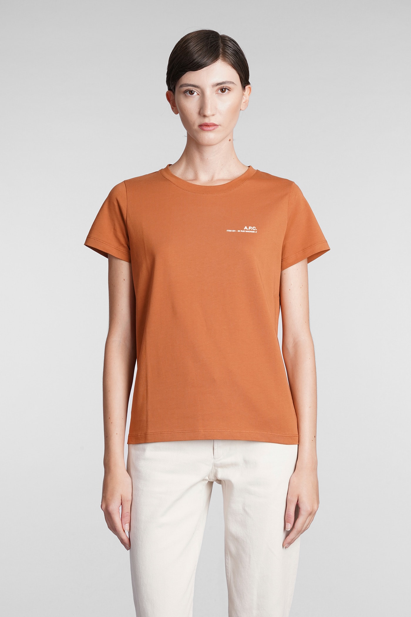 A.P.C. Item F T-shirt In Orange Cotton