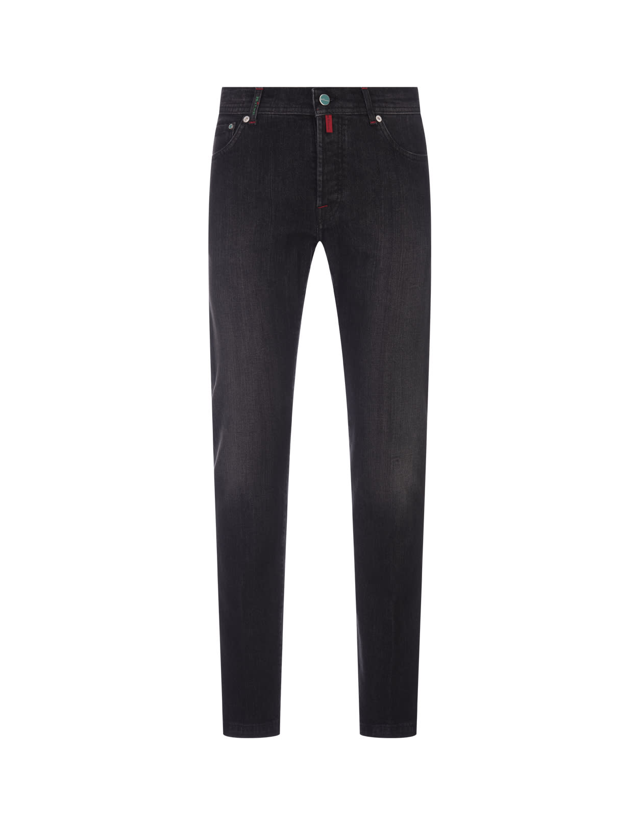 Shop Kiton Slim Fit Jeans In Black Stretch Denim