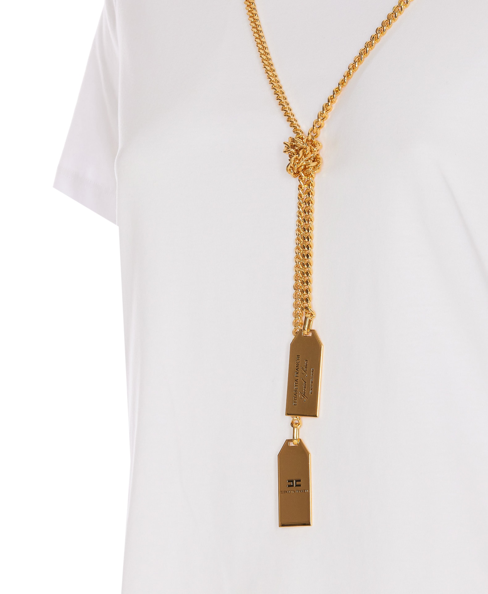 Shop Elisabetta Franchi Jersey T-shirt With Necklace