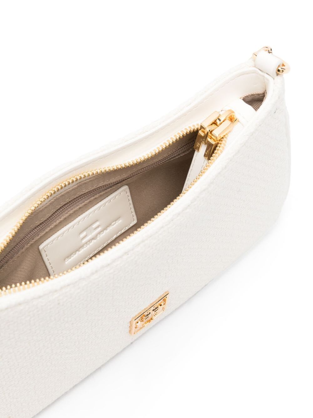 Shop Elisabetta Franchi Shoulder Bag In Ivory