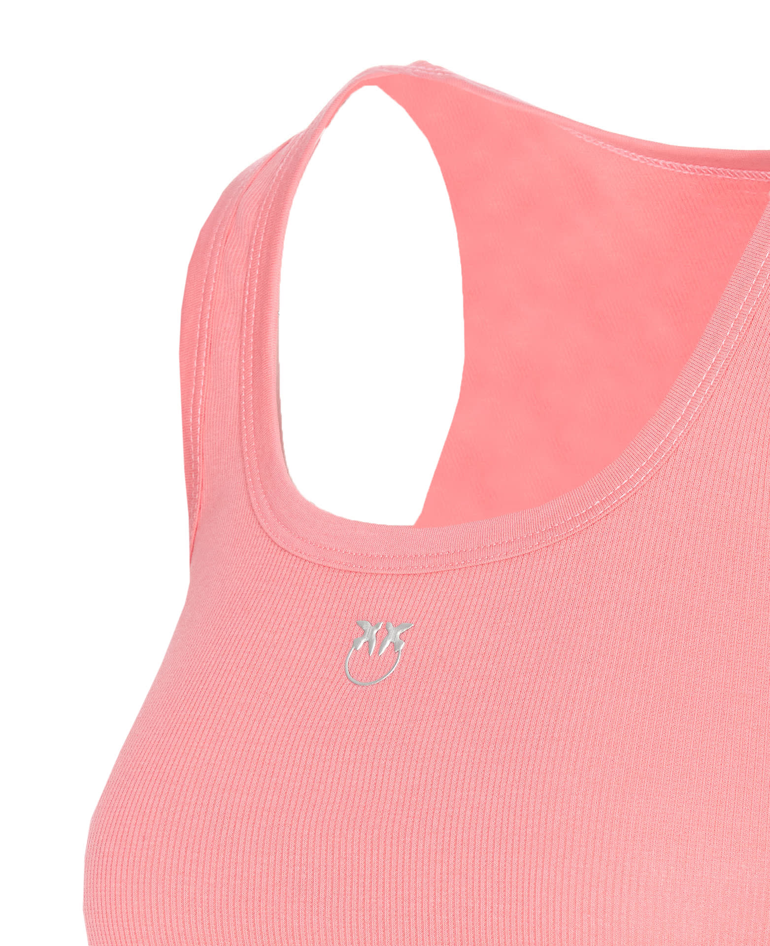 Pinko Ribbed Tank Top With Bird Logo In Pink