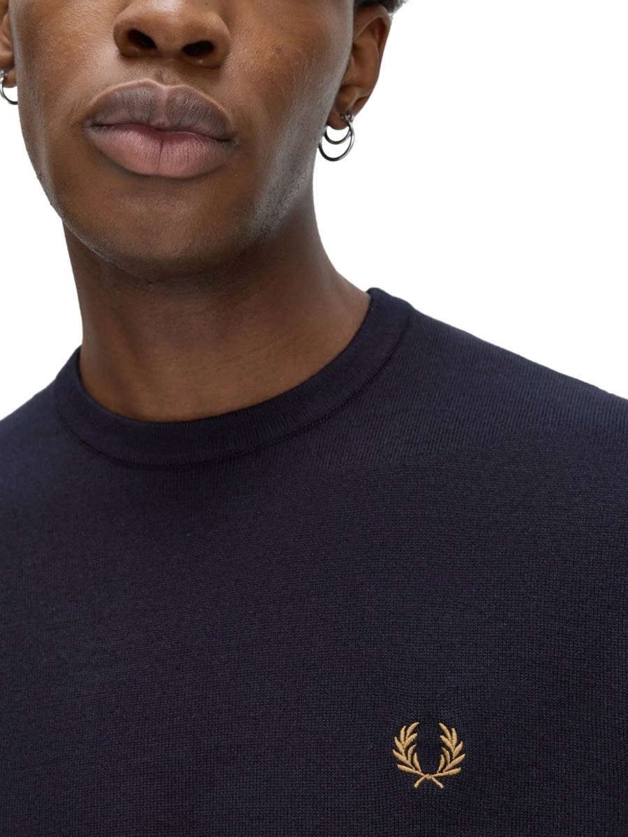 Fred Perry Mens Classic Crew Neck Jumper Nos In Blue