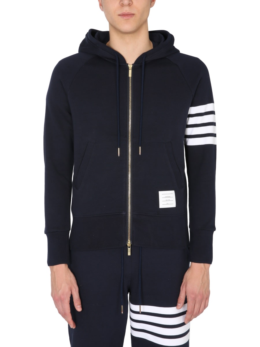 Shop Thom Browne Zipper Hoodie In Blue