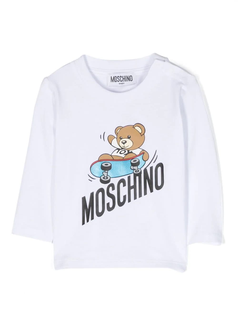 Moschino Babies' T-shirt Con Stampa In Bianco