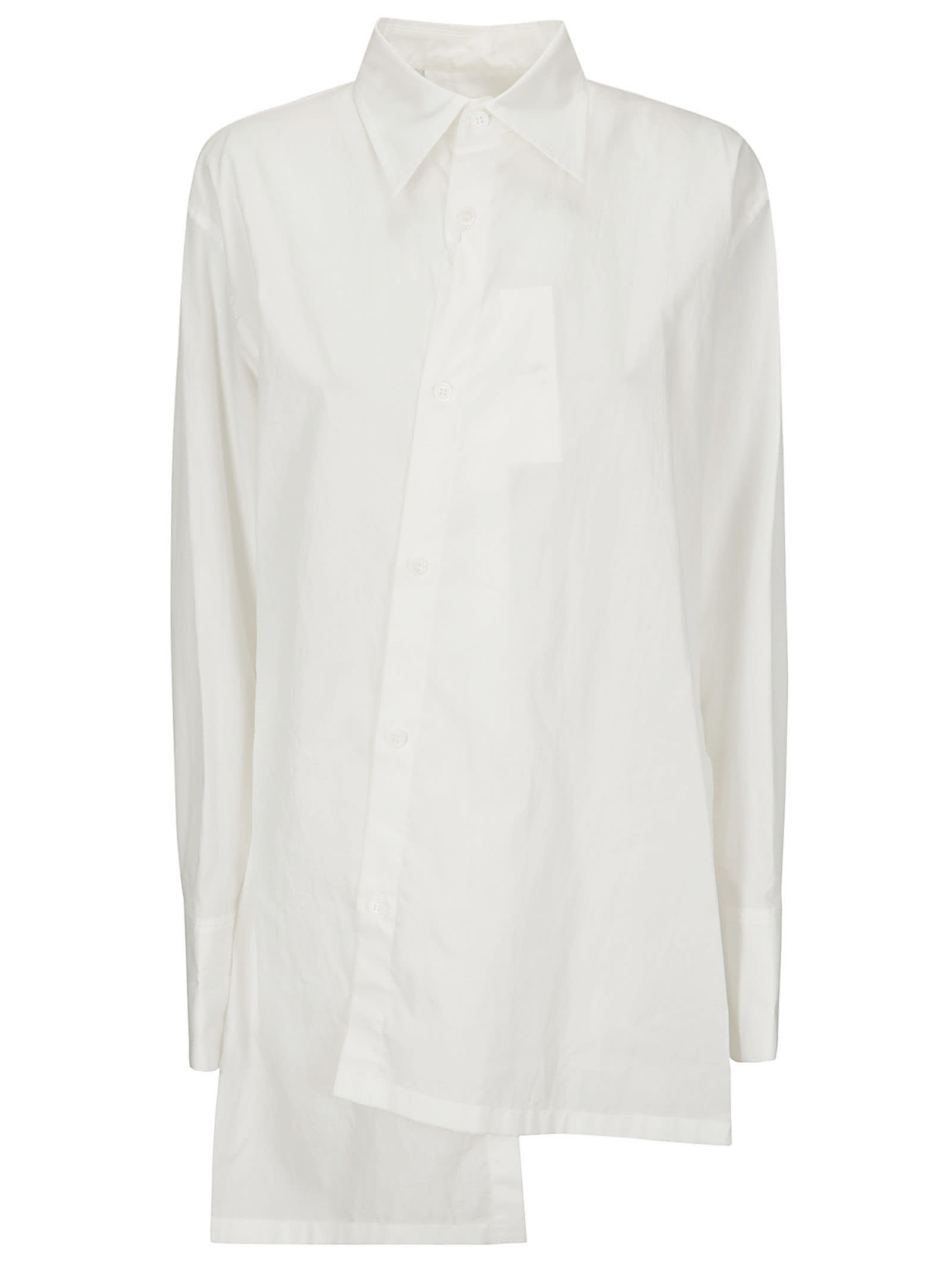 Shop Yohji Yamamoto R-asymmetric Flare Blouse In Off White