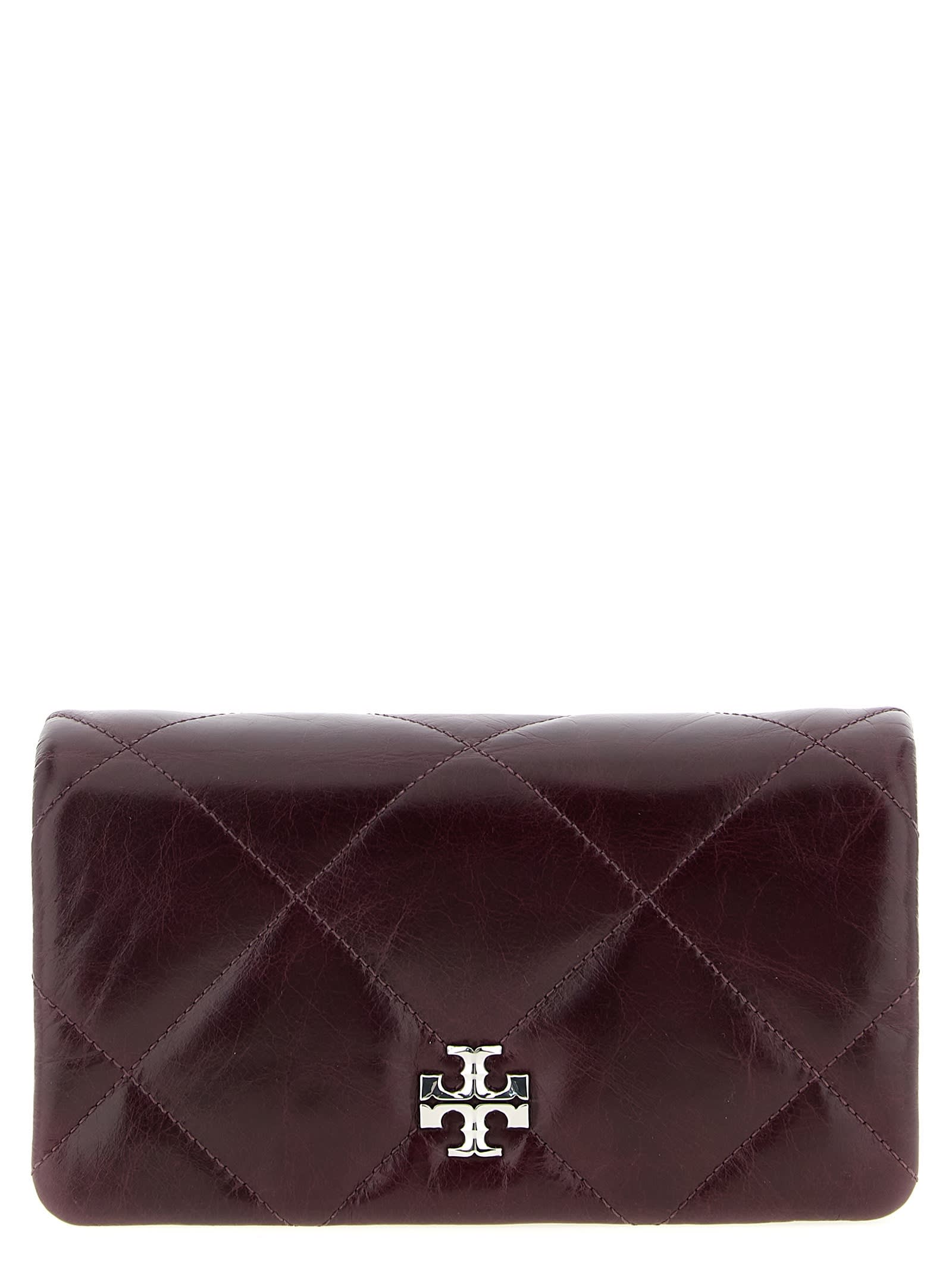 Tory Burch Dark Carmine Kira Diamond Crossbody Bag In Burgundy