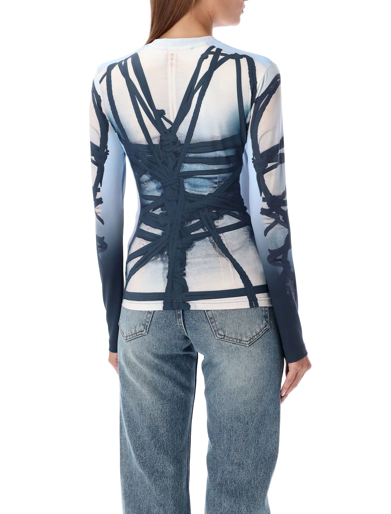 Shop Y/project Bondage Print Top In Blue Black