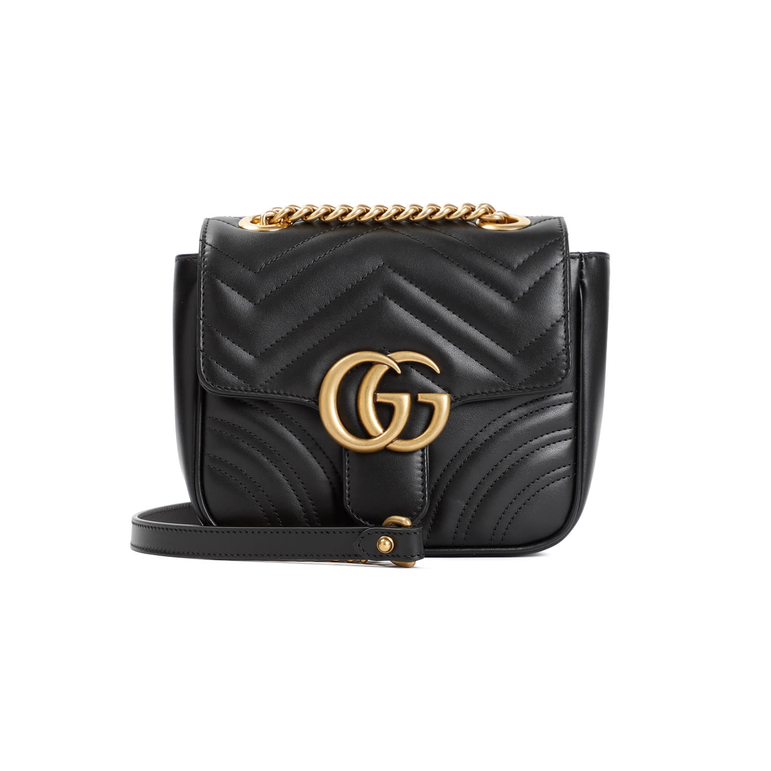 Shop Gucci Gg Marmont Mini Shoulder Bag In Black