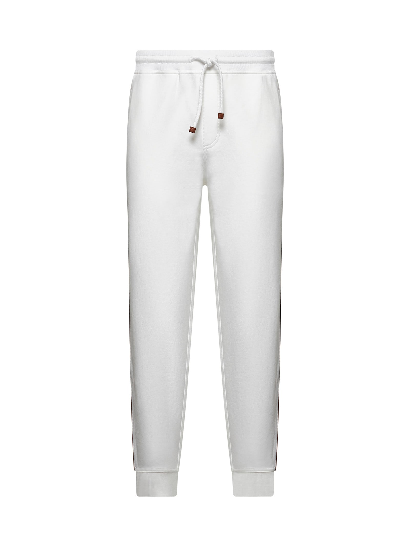 Brunello Cucinelli Piped-trim Sweatpants In Beige