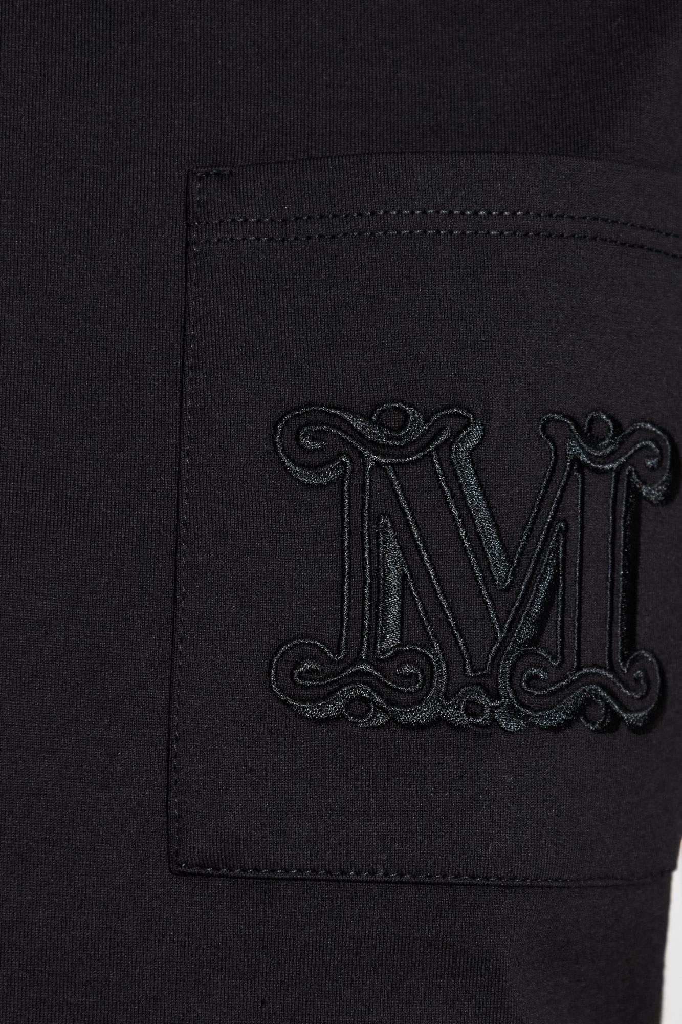 Max Mara Papaia Logo Embroidered T-shirt In Black