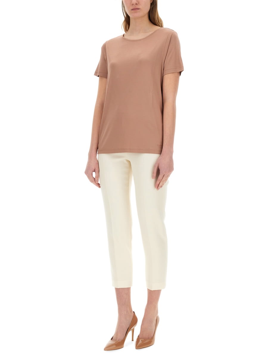 Fay Simple Round Neck Short Sleeve T-shirt In Nude