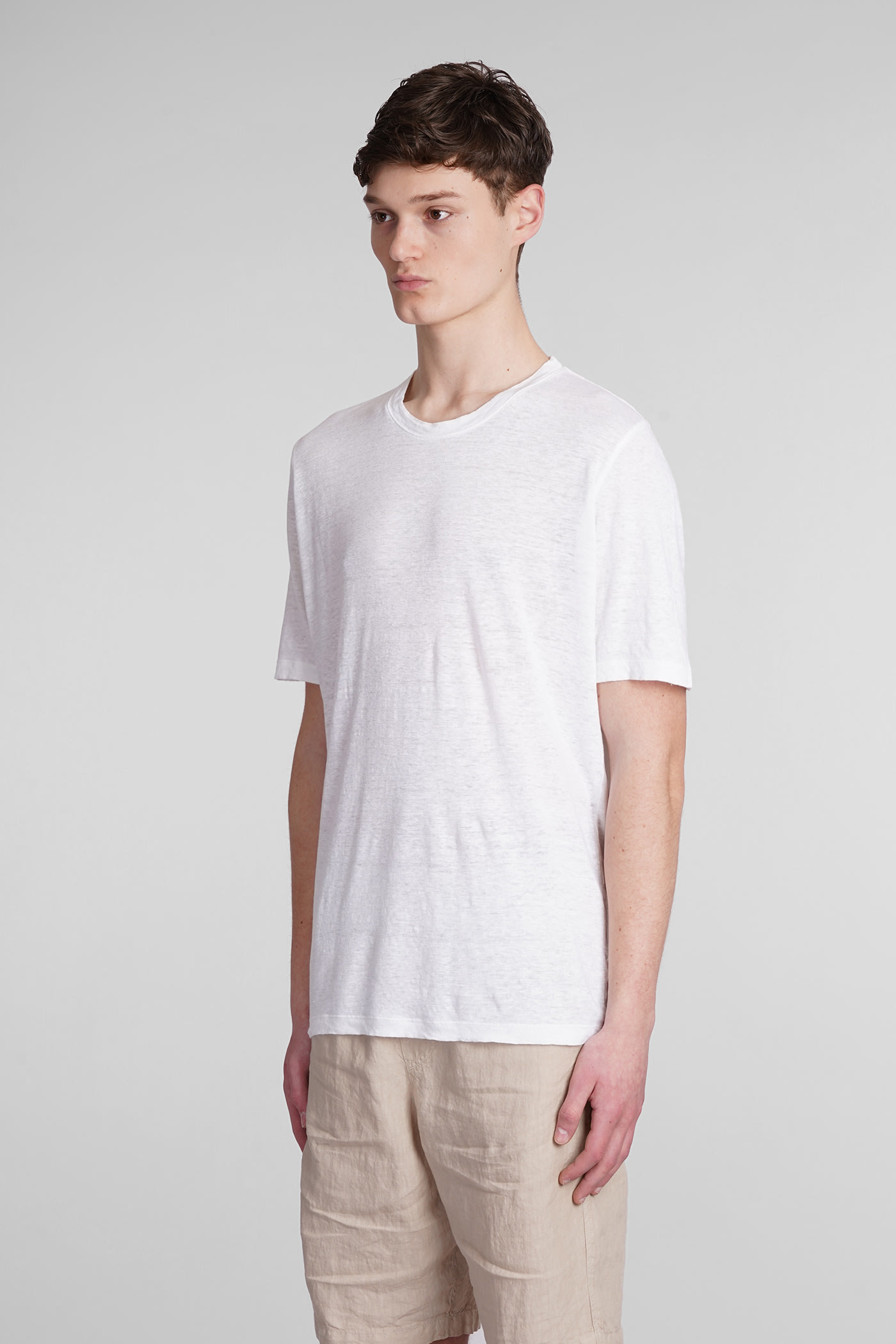 Shop 120% Lino T-shirt In White Linen