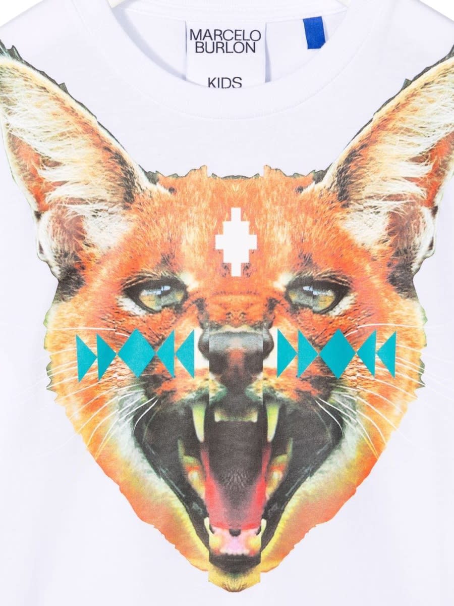 Marcelo Burlon County Of Milan T-shirt In Jersey Di Cotone Con Stampa In White