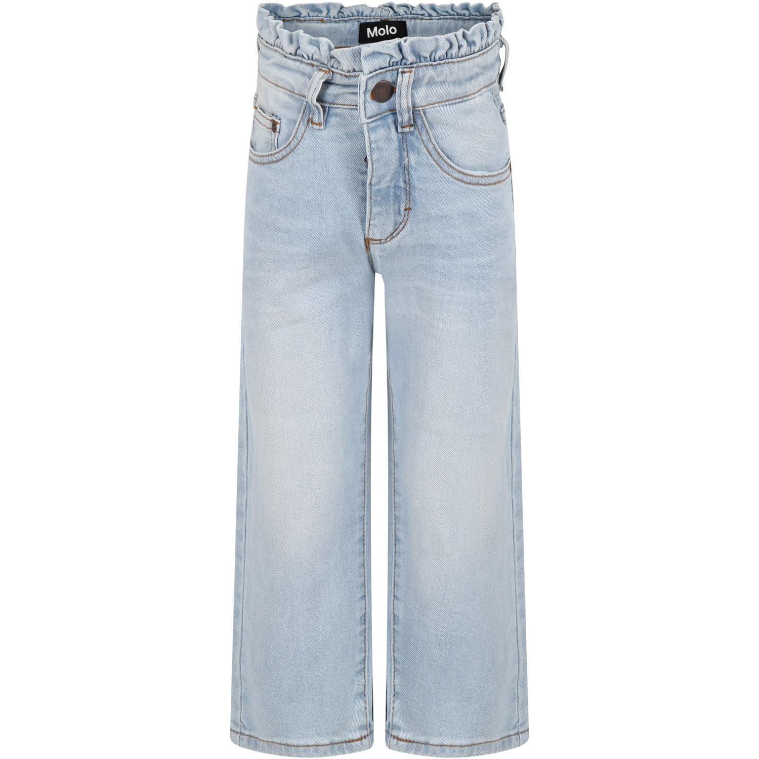 Molo Light Jeans For Girl With Logo Patch | Smart Closet