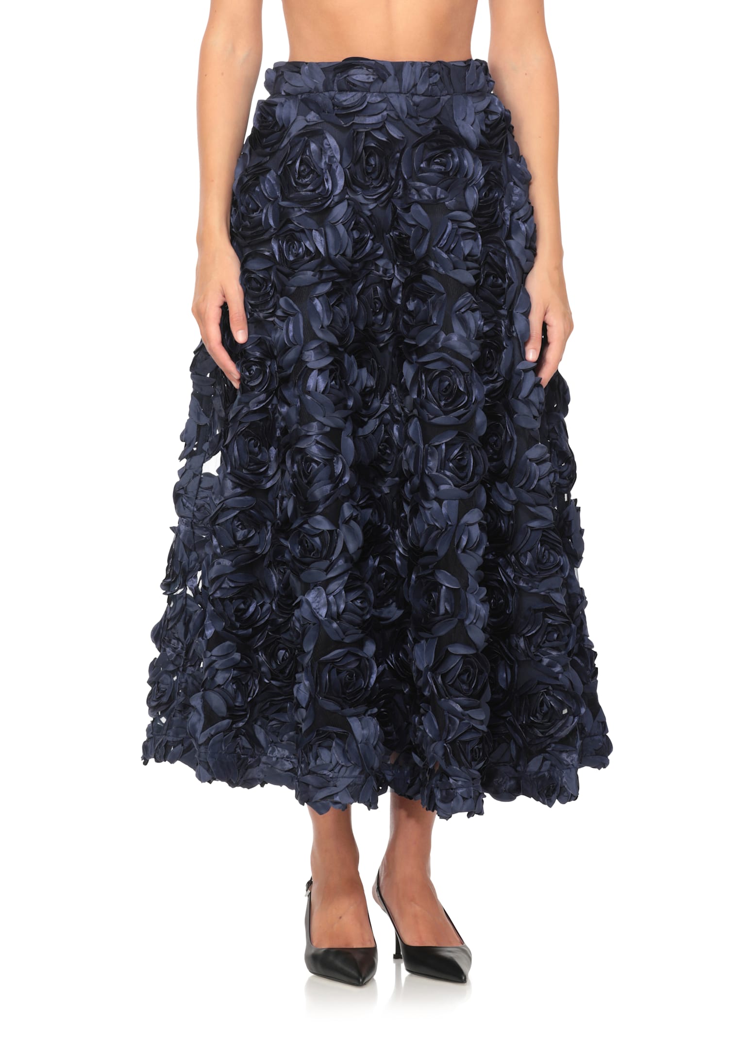 Rotate Birger Christensen Skirt With Roses In Blue