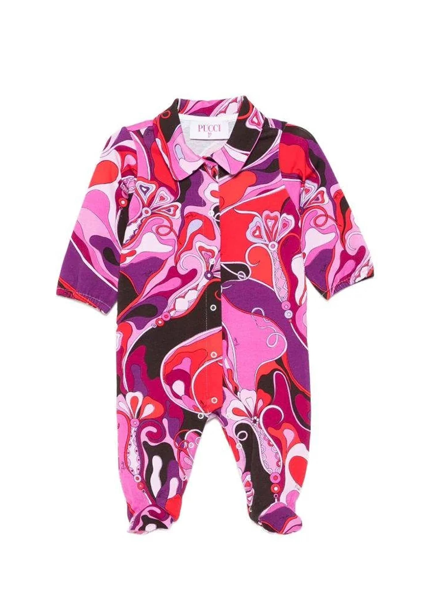 Pucci Fuchsia Babysuit Set With Doudou For Baby Girl In Purple